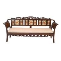 Handcrafted 3Seater Wooden Sofa Unique and Artisanal Furniture Piece